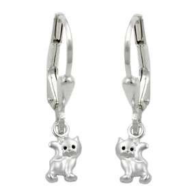 Ohrringe Brisur Katze Katzen 925 Silber matt-glänzend Kinder Silberohrringe Ohrringe Brisur Katze Katzen 925 Silber matt-glänzend Kinder Silberohrringe