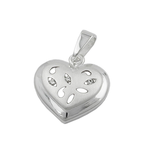 Anhänger Herz mit Schliff 3 Zirkonia 925 Silber Herzanhänger Damen