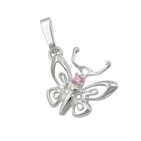 Anhänger Schmetterling aus 925 Silber mit pink Zirkonia Damen Silberanhänger