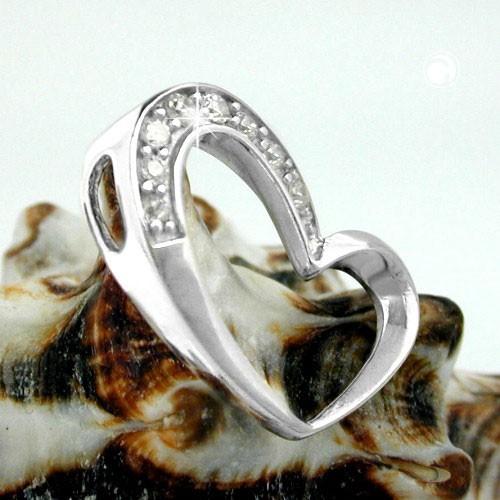 Anhänger Herz Zirkonia 925 Silber 15x16mm