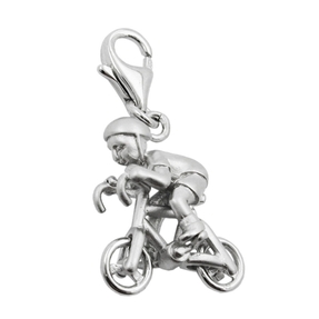 Anhänger Charm Fahrradfahrer Rennradfahrer mit Helm 925 Silber Damen
