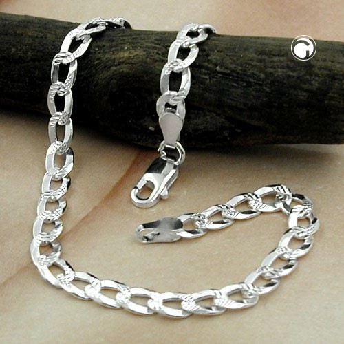 Armband Panzer flach Muster 925 Silber 19cm