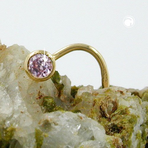 Nasenstecker mit pink Zirkonia 750 Gelbgold