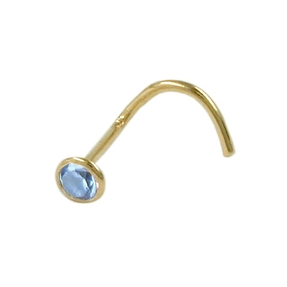 Nasenstecker Piercing mit blauem Aquamarin echtes 750 Gold Gelbgold Damen