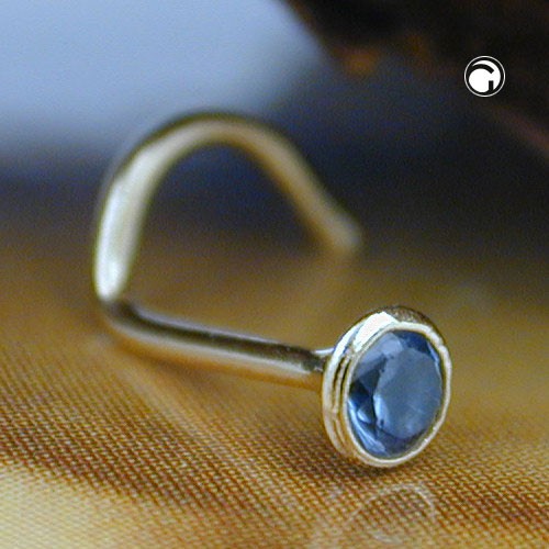 Nasenstecker mit blauem Aquamarin 750 Gelbgold