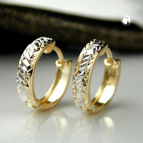 Creole Creolen bicolor 375 Gold gelb weiß für Damen
