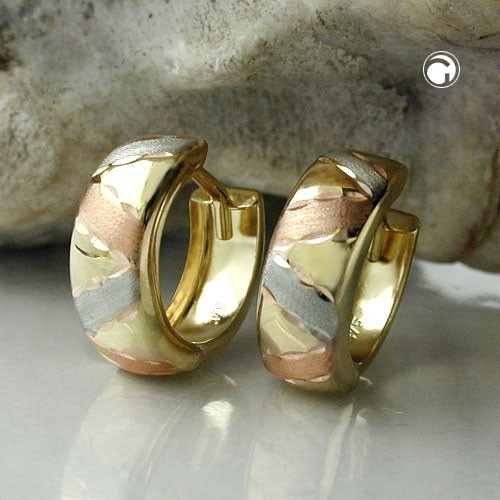 Ohrringe 375 Gold Streifen Rotgold Weißgold Damen