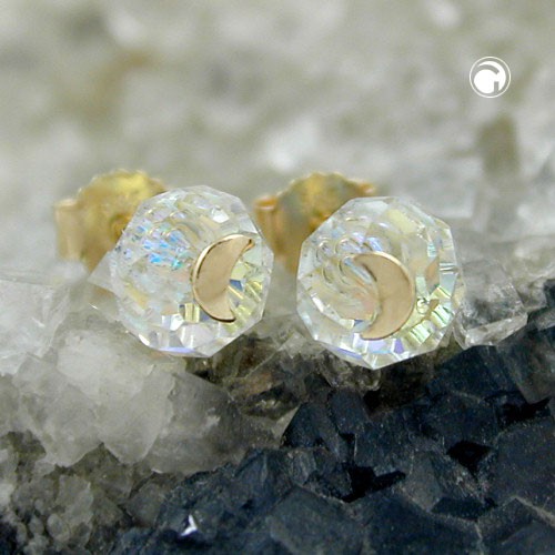 Ohrstecker Glas Kristall Mond 585 Gold