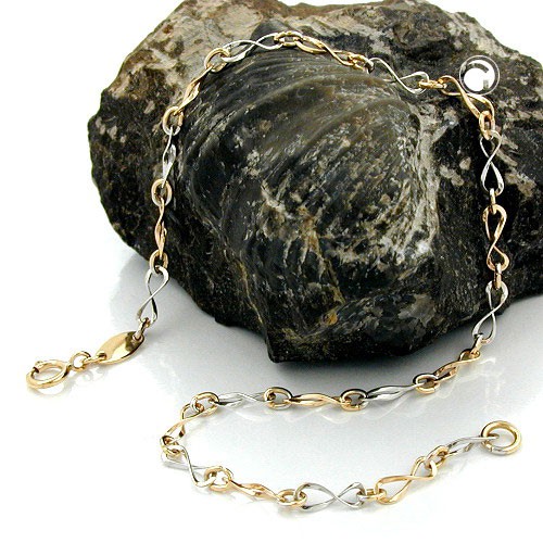 3mm Armreif Fantasie 375 Gelbgold Weißgold 19cm