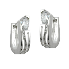 Ohrringe Creole Creolen mit Zirkonia Tropfen echtes 925 Silber Damen