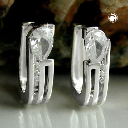 Creolen mit Zirkonia Tropfen 925 Silber Damen