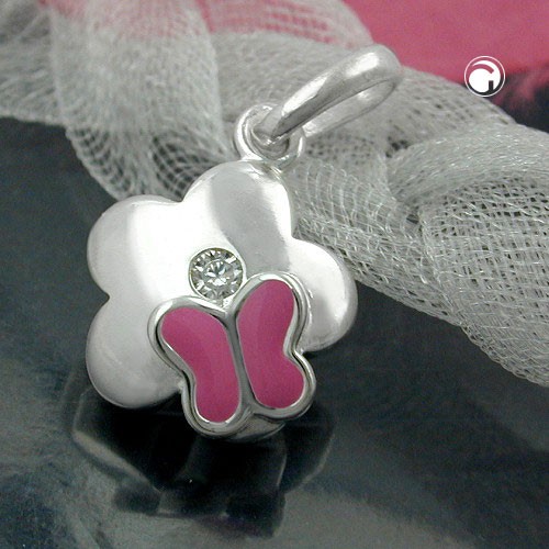 Anhänger Blume Schmetterling pink 925 Silber Kinder