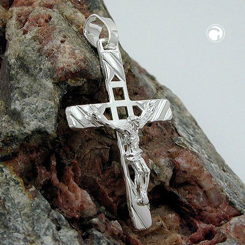 Anhänger Kreuz mit Jesus Streifen 925 Silber
