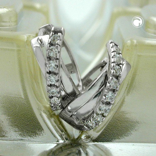 Creolen gekreuzt Zirkonia echtes 925 Silber Damen