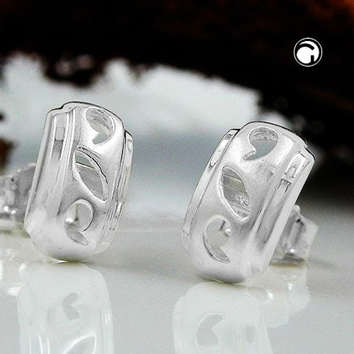Ohrstecker matt Rand glänzend 925 Silber