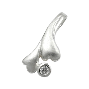 Anhänger Silberanhänger 2 Herzen Zirkonia matt 925 Silber Damen