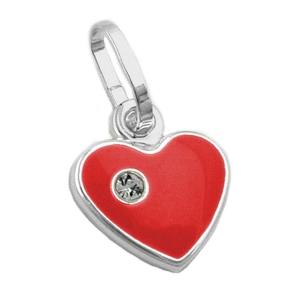 Anhänger rotes Herz Glas Kristall echtes 925 Sterlingsilber Kinder