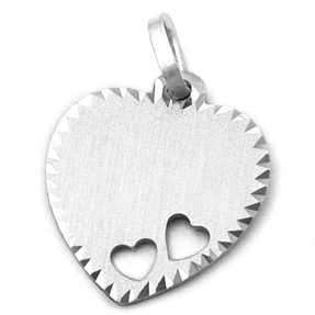 Anhänger Gravurplatte Herz 2 Herzchen durchbrochen 925 Silber Damen