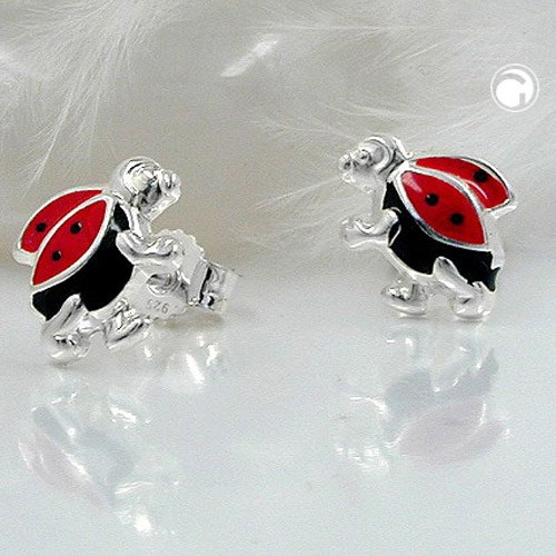 Ohrstecker Marienkäfer rot schwarz 925 Silber