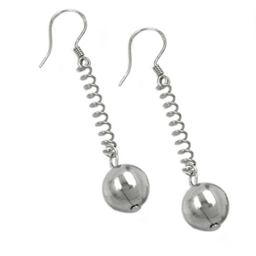Ohrhaken Ohrhänger Ohrringe Kugel & Feder 925 Silber für Damen