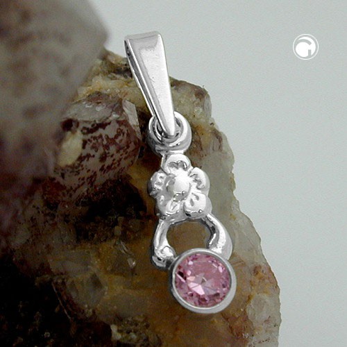 Anhänger Blümchen mit Glasstein 925 Silber