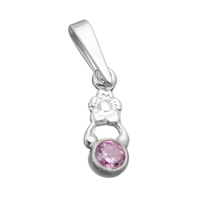 Anhänger Blume Blümchen mit Glasstein pink 925 Silber Kinder Silberanhänger