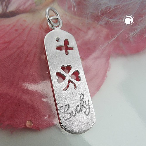 Anhänger Schild Kleeblatt Schmetterling 925 Silber