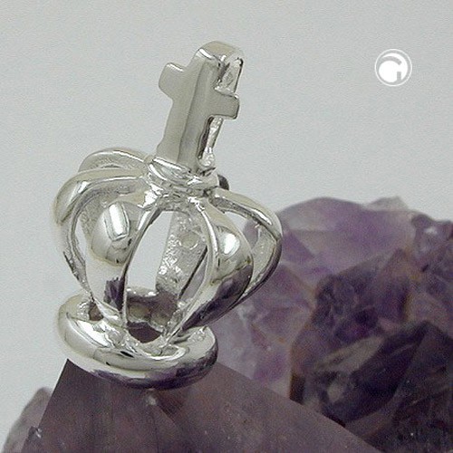 Anhänger Krone mit Kreuz 3D 925 Silber