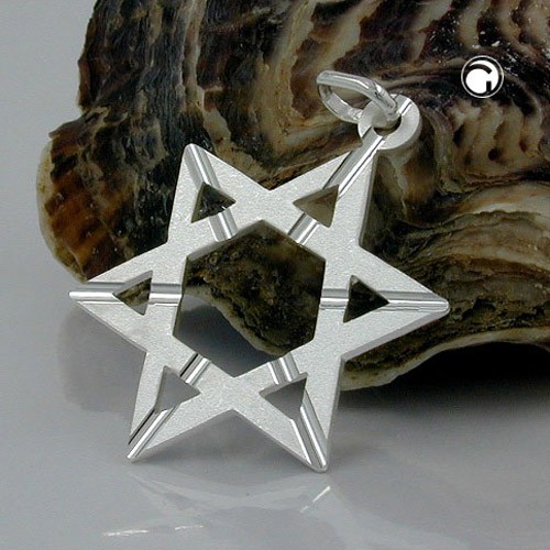 Anhänger David Stern mattiert 925 Silber