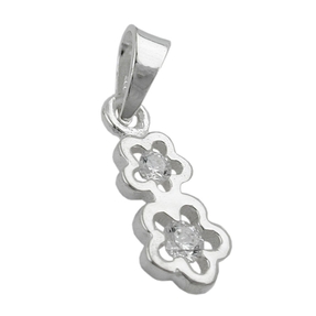 Anhänger Silberanhänger 2 Blüten mit Zirkonia 925 Silber Kinder
