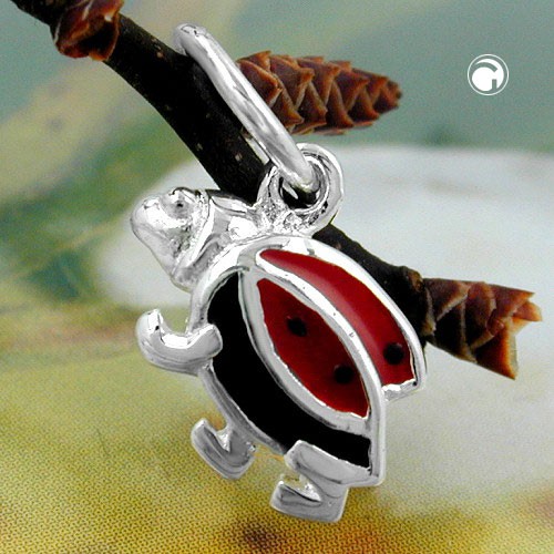 Anhänger Marienkäfer schwarz rot 925 Silber