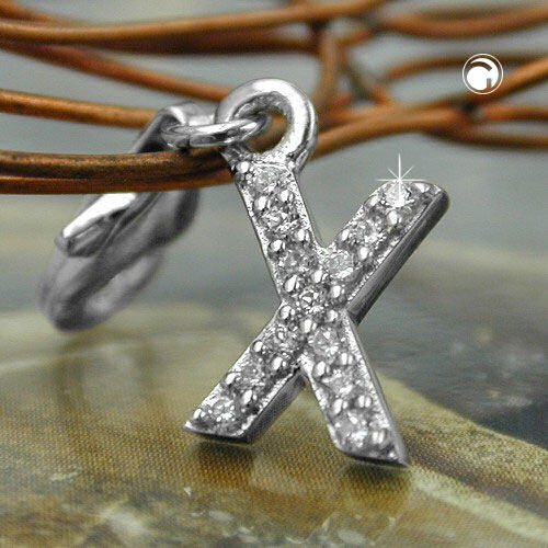 Charm Buchstabe X mit Zirkonia 925 Silber