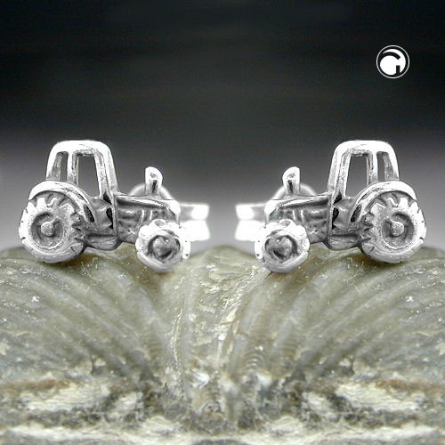 Ohrstecker Traktor geschwärzt 925 Silber