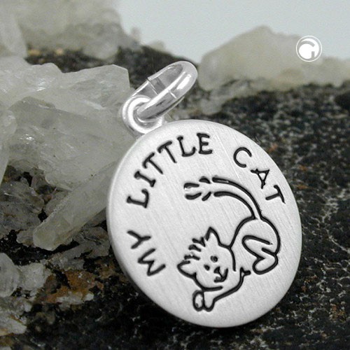 Medaille Katze My Little Cat schwarz 925 Silber