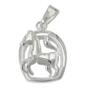 Anhänger Pferd Pferdchen im Hufeisen 925 Sterlingsilber für Kinder