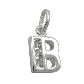 Anhänger Buchstabe B mit Zirkonia aus echtem 925 Silber Damen Silberanhänger