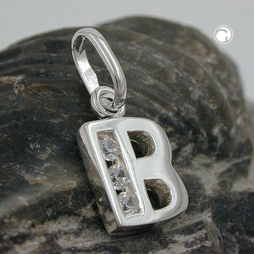 Anhänger Buchstabe B mit Zirkonia 925 Silber