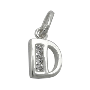 Anhänger Buchstabe D mit Zirkonia aus echtem 925 Silber Damen Silberanhänger