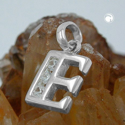 Anhänger Buchstabe E mit Zirkonia 925 Silber