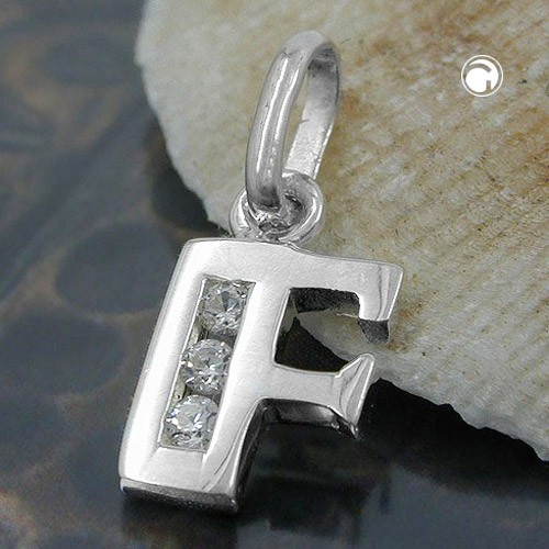 Anhänger Buchstabe F mit Zirkonia 925 Silber