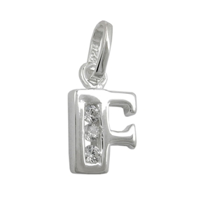 Anhänger Buchstabe F mit Zirkonia aus echtem 925 Silber Damen Silberanhänger