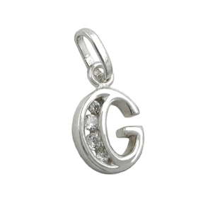 Anhänger Buchstabe G mit Zirkonia aus echtem 925 Silber Damen Silberanhänger