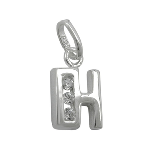 Anhänger Buchstabe H mit Zirkonia aus echtem 925 Silber Damen Silberanhänger