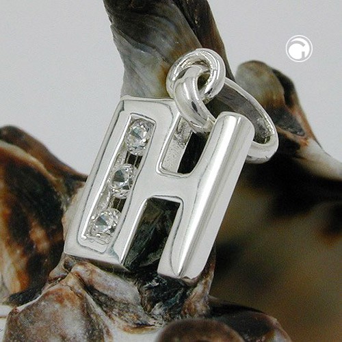 Anhänger Buchstabe H mit Zirkonia 925 Silber