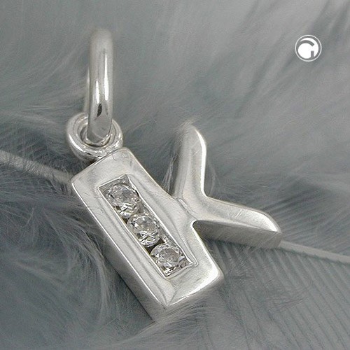 Anhänger Buchstabe K mit Zirkonia 925 Silber