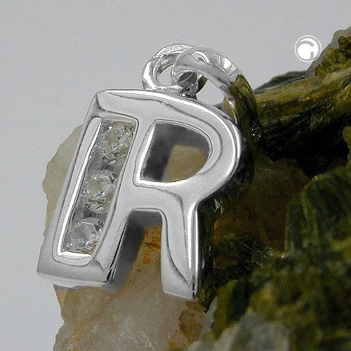 Anhänger Buchstabe R mit Zirkonia 925 Silber