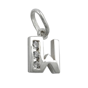 Anhänger Buchstabe W mit Zirkonia aus echtem 925 Silber Damen Silberanhänger