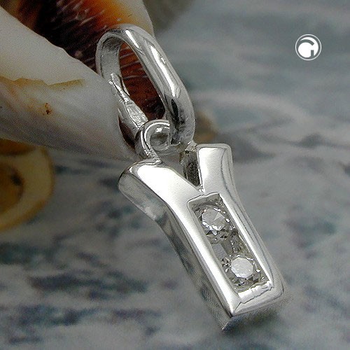 Anhänger Buchstabe Y mit Zirkonia 925 Silber