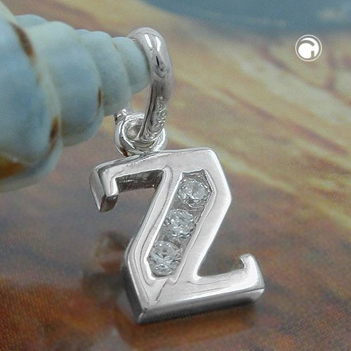 Anhänger Buchstabe Z mit Zirkonia 925 Silber