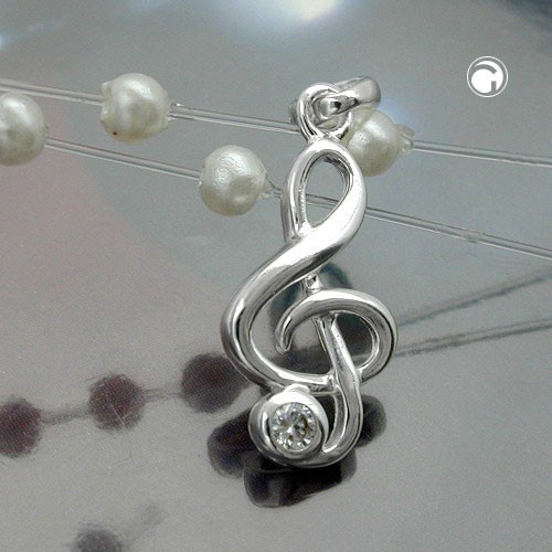 Anhänger Notenschlüssel Zirkonia 925 Silber